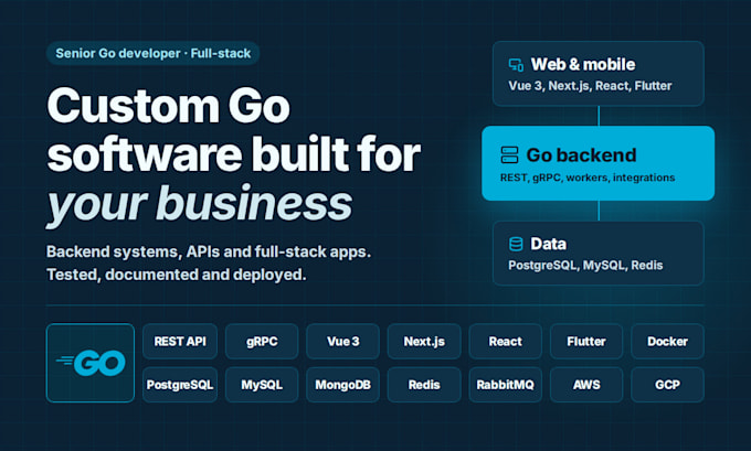 build custom golang software, backend systems and full stack apps