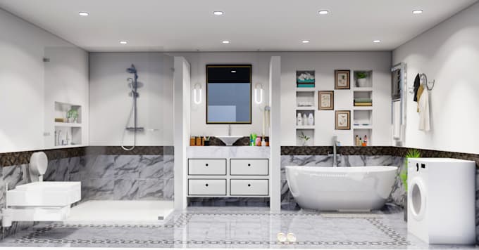 design 3d bathroom with realistic rendering