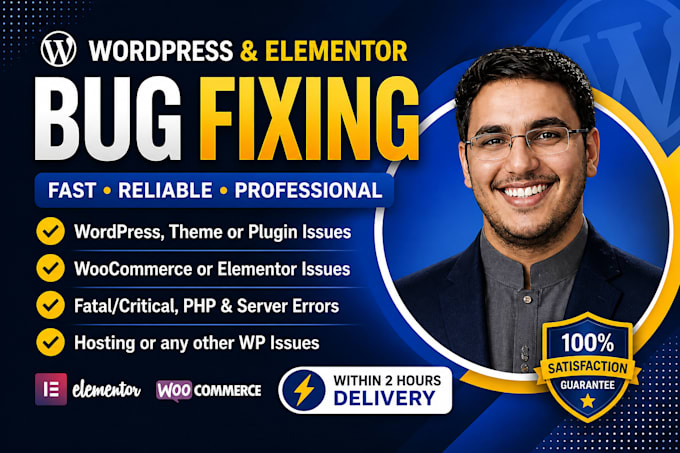 fix wordpress, elementor, hosting errors and woocommerce issues within 2 hours