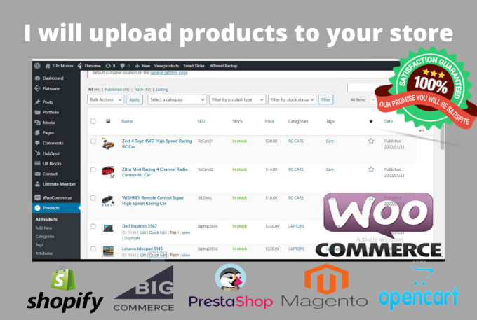 Help you with ecommerce product upload on wordpress wocommerce or