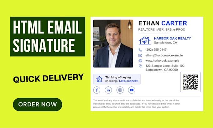 design a clickable HTML email signature