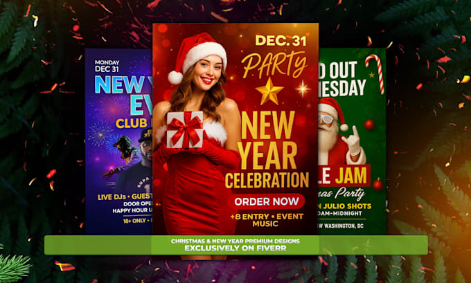 create premium christmas, new year, valentine, flyer, poster designs