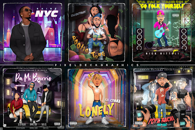 design a unique cartoon album cover, mixtape or single cover