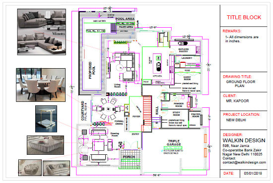 Make interior design detailed 2d drawings by Walkindesign | Fiverr