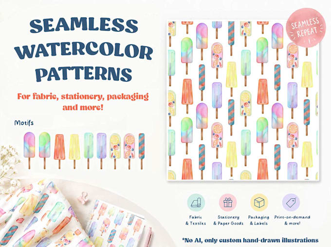 create a seamless digital watercolor style pattern