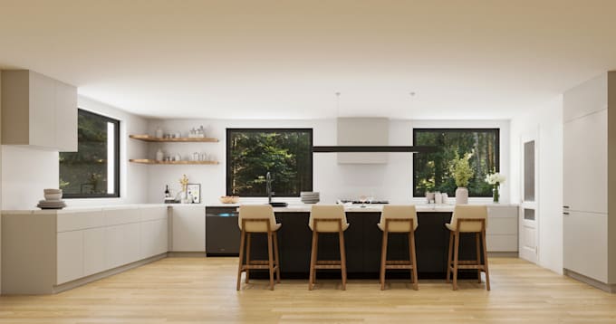 design and 3d rendering kitchen, bathroom and closets