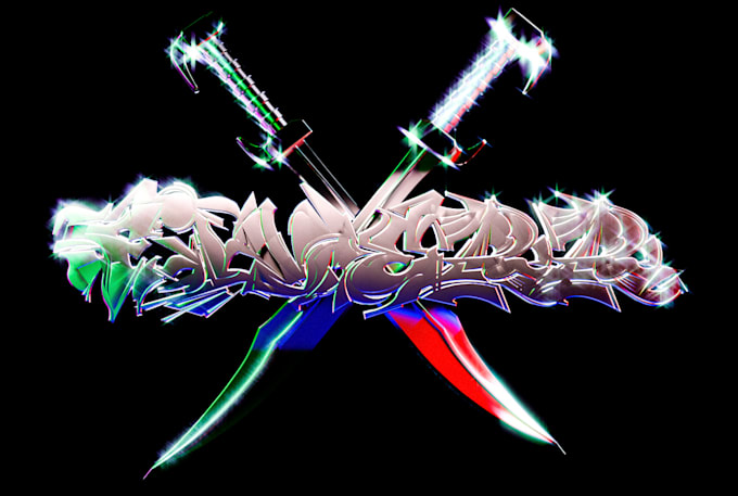 render a metallic modern typographic album cover