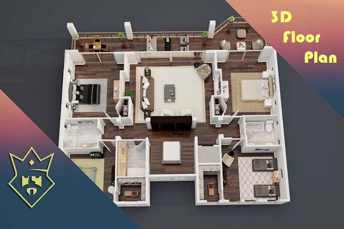 professional 3d floor plan rendering for real estate and interiors