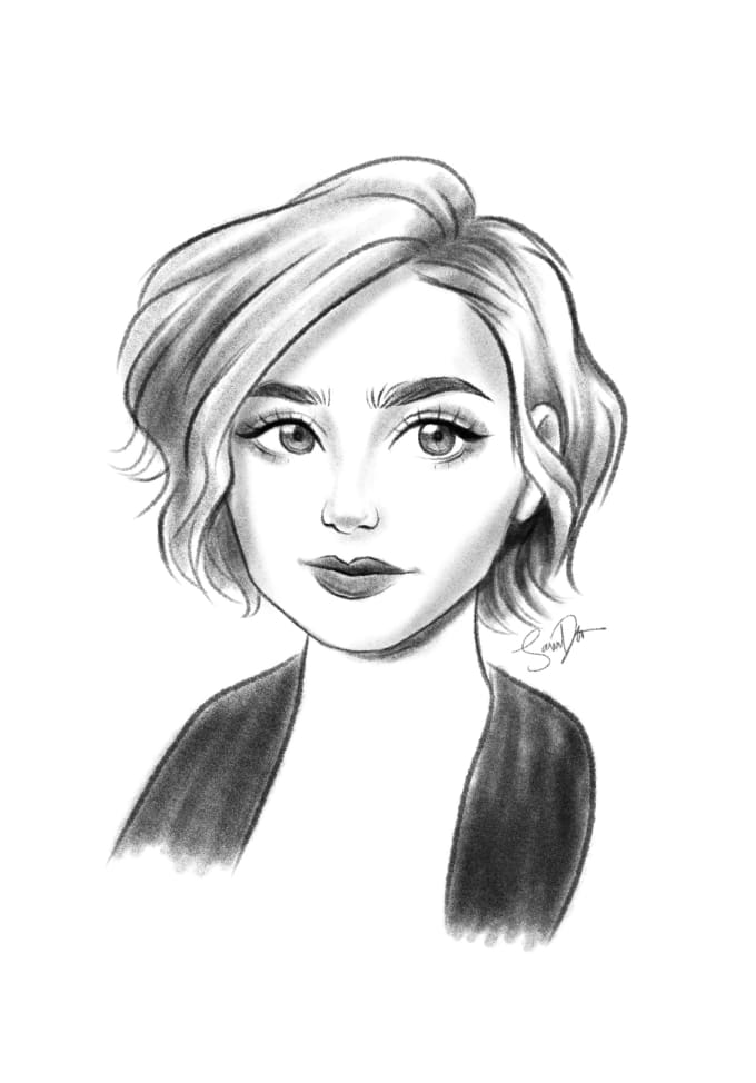 Draw a digital pencil sketch portrait by Samanthaduarte Fiverr