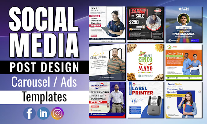 create social media post designs for facebook, instagram and linkedin ads