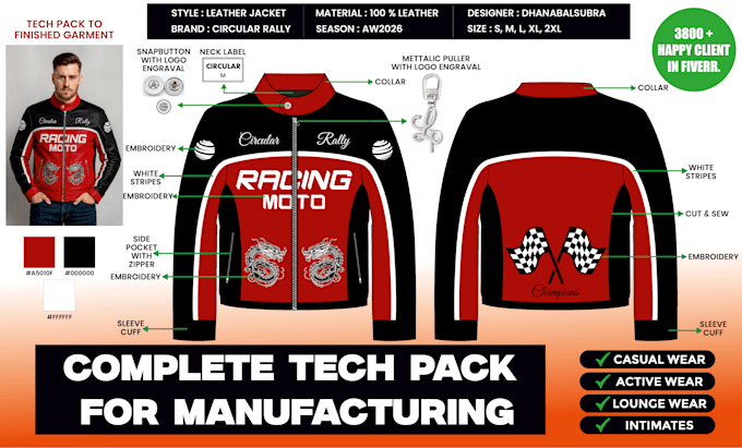 create production ready fashion clothing tech pack with flat sketch