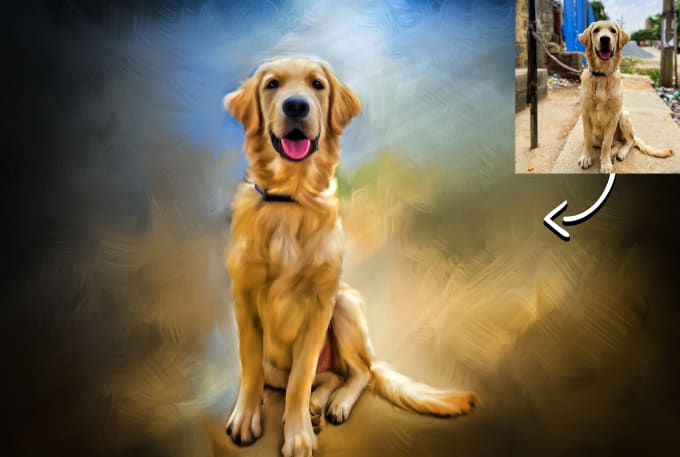 Turn Your Cat Dog Or Any Pet Portrait Into Digital Painting By