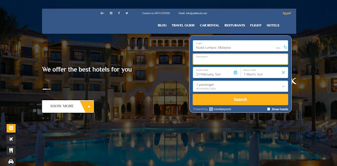 develop online hotel, flight and car booking apis