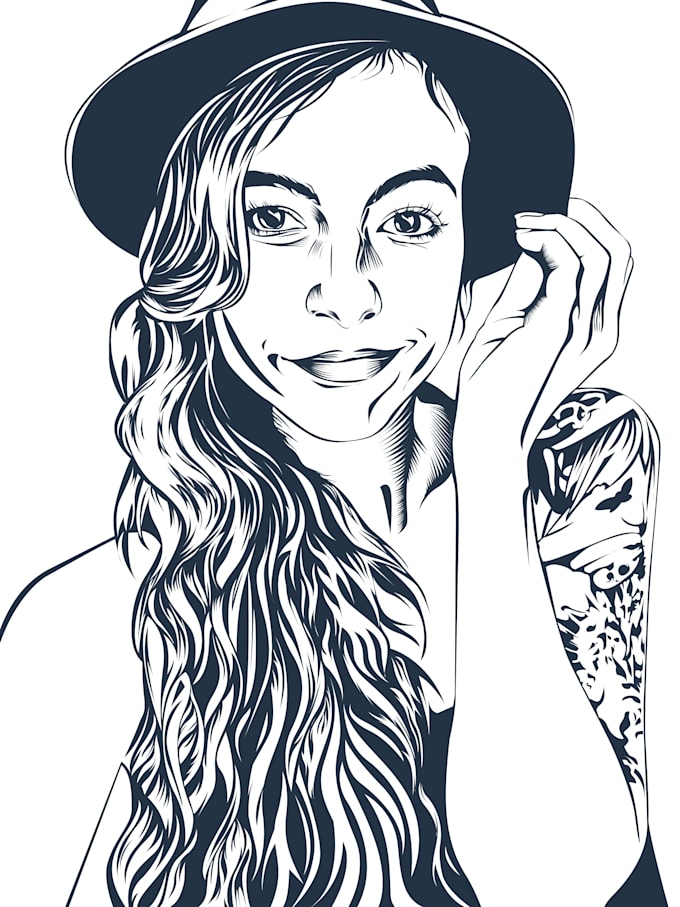 Create vector art portrait black and white by Tinanajwa Fiverr