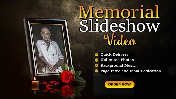 create photo slideshow,funeral,memorial,tribute life commemorative in 24 hours