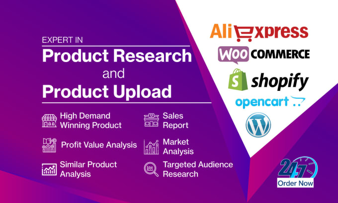 Hire a freelancer to product research, product adding wordpress shopify website