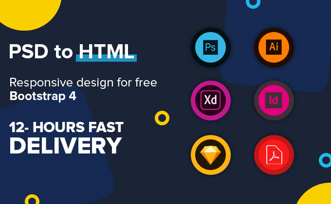 convert sketch to html,  psd to html responsive bootstrap 4