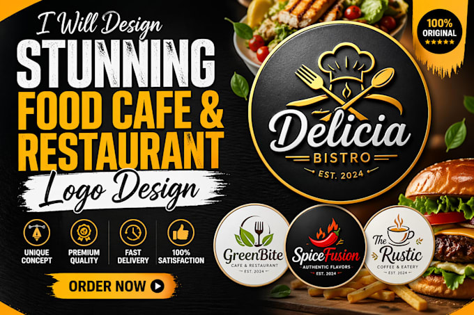 design stunning food cafe and restaurant logo