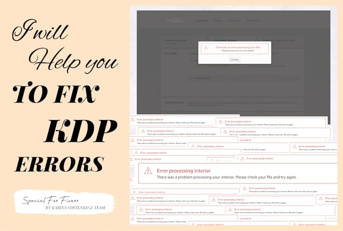 fix book cover, manuscript formatting for amazon KDP