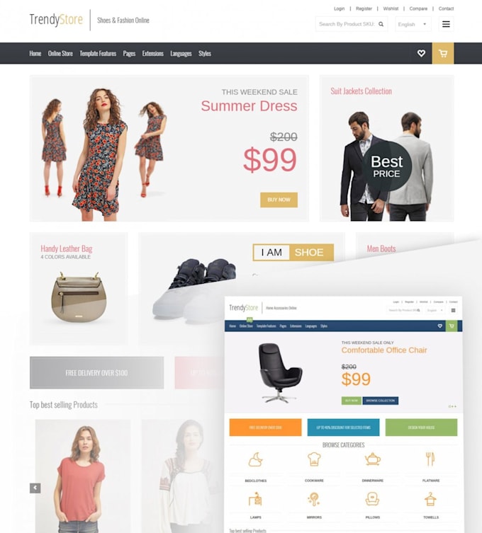 build your shopify wocommerc store themes custom blocks bulk products categories