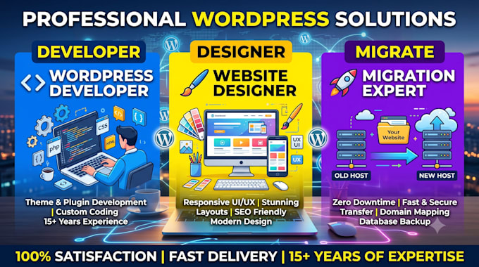 be your wordpress developer, website designer, and migrate wordpress webs