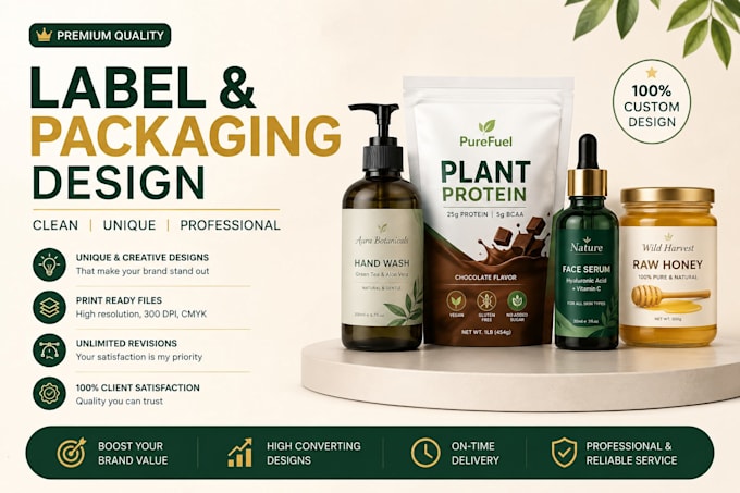 design a premium product label and packaging for cosmetics