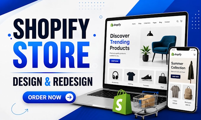 develop, design, redesign shopify store or build ecommerce shopify website