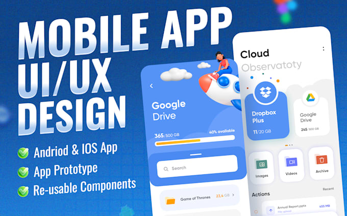 design mobile app UI UX in figma for ios and android