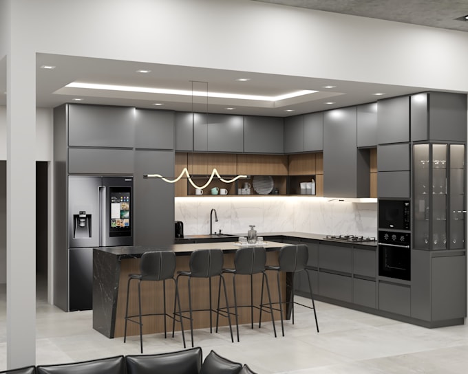 create a high quality 3d render for your kitchen remodel