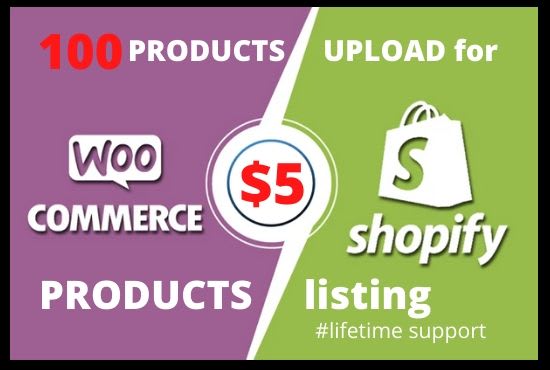 upload products in woocommerce and shopify store