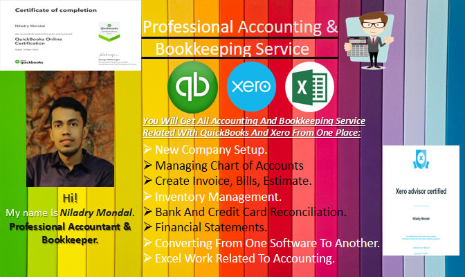 provide accounting and bookkeeping services on qbo, xero