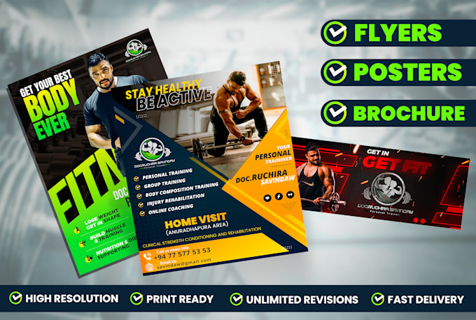 design gym, fitness, sport, health flyers, posters