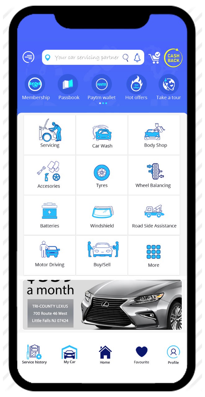 Car service booking app, a market place for listing all car service