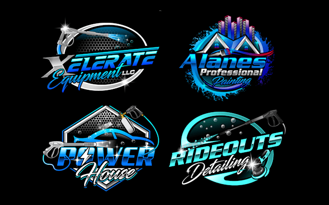 do pressure power washing car cleaning home painting logo with stationery design