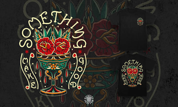 made a tattoo traditional , logo, clothing design, apparel