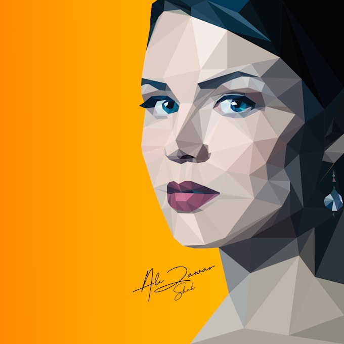 make your portrait into a polygonic, polygon, polygonal and low poly