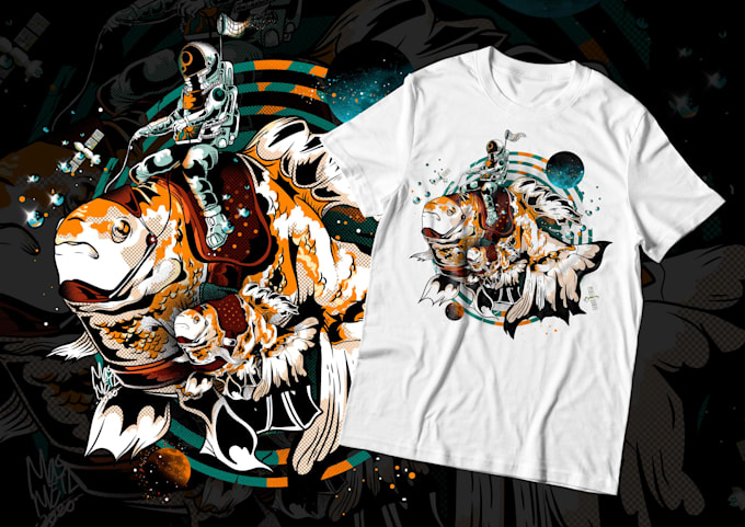 Design astronaut and alien illustration for t shirt design by ...
