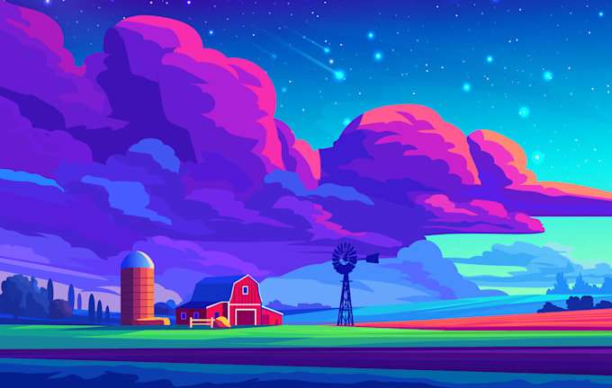 create your  beautiful landscape illustration in 1 day