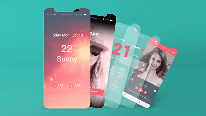 design awesome ui ux of apps android iphone mockups