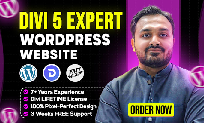 build expert divi 5 wordpress website with divi theme, divi builder