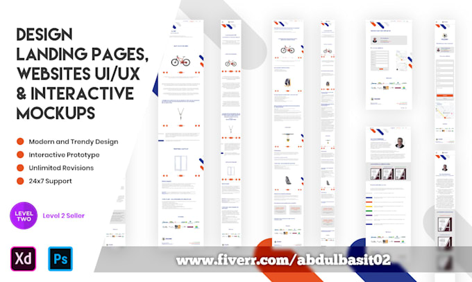 design landing pages or website design templates in adobe xd