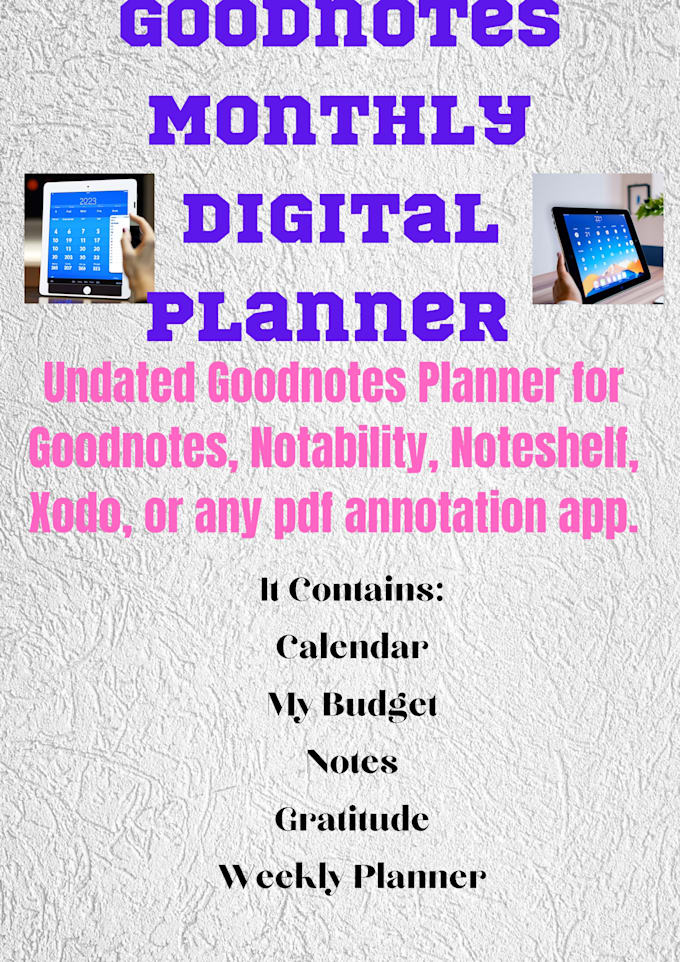 Monthly digital planner goodnotes template undated by Austineandy | Fiverr
