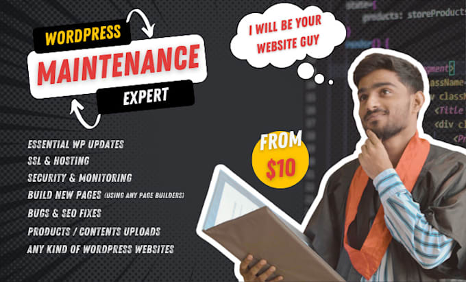 do monthly wordpress website maintenance and management