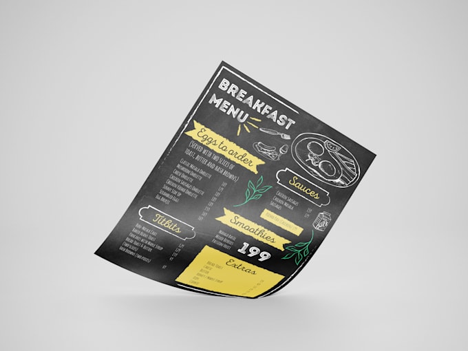 design modern restaurant menu, chalkboard menu, trifold menu