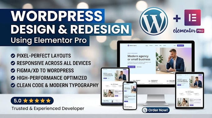 develop responsive wordpress website design or redesign using elementor pro