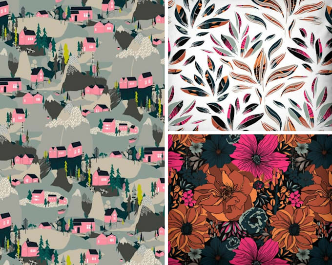 design 3 seamless pattern designs in one order, textile