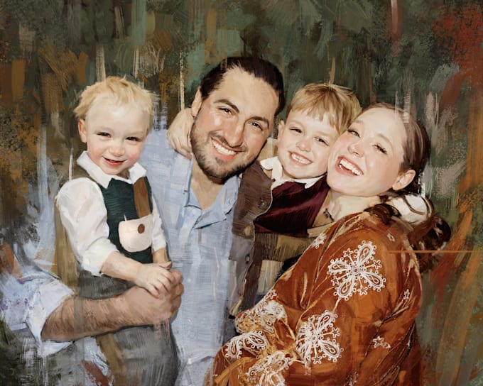 paint a family or couple portrait, handdrawn, noai