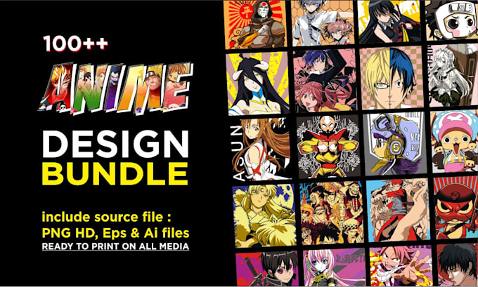 provide 100 high quality anime vector designs bundle for commercial use