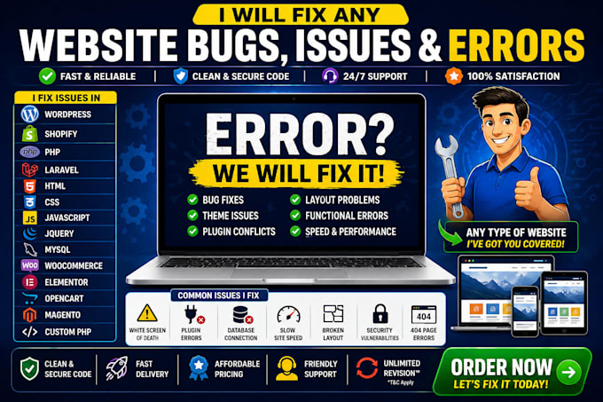 do any wordpress bug fix, wordpress issue,wordpress error