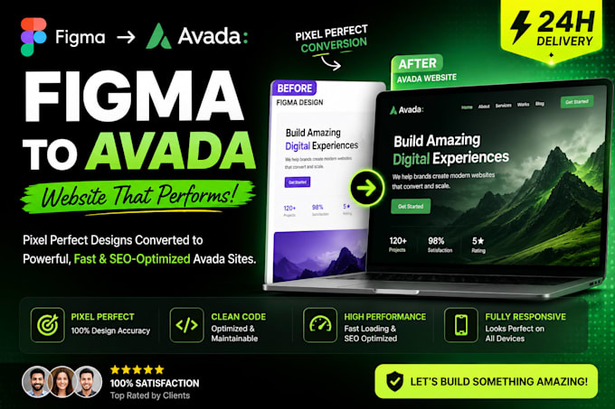 convert figma design into an avada wordpress theme or fix issues or errors